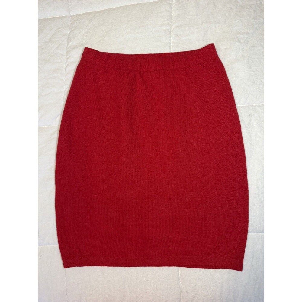 Vintage United Colors of Benetton 90s Red Wool Knit Mini Skirt Lined High Rise S